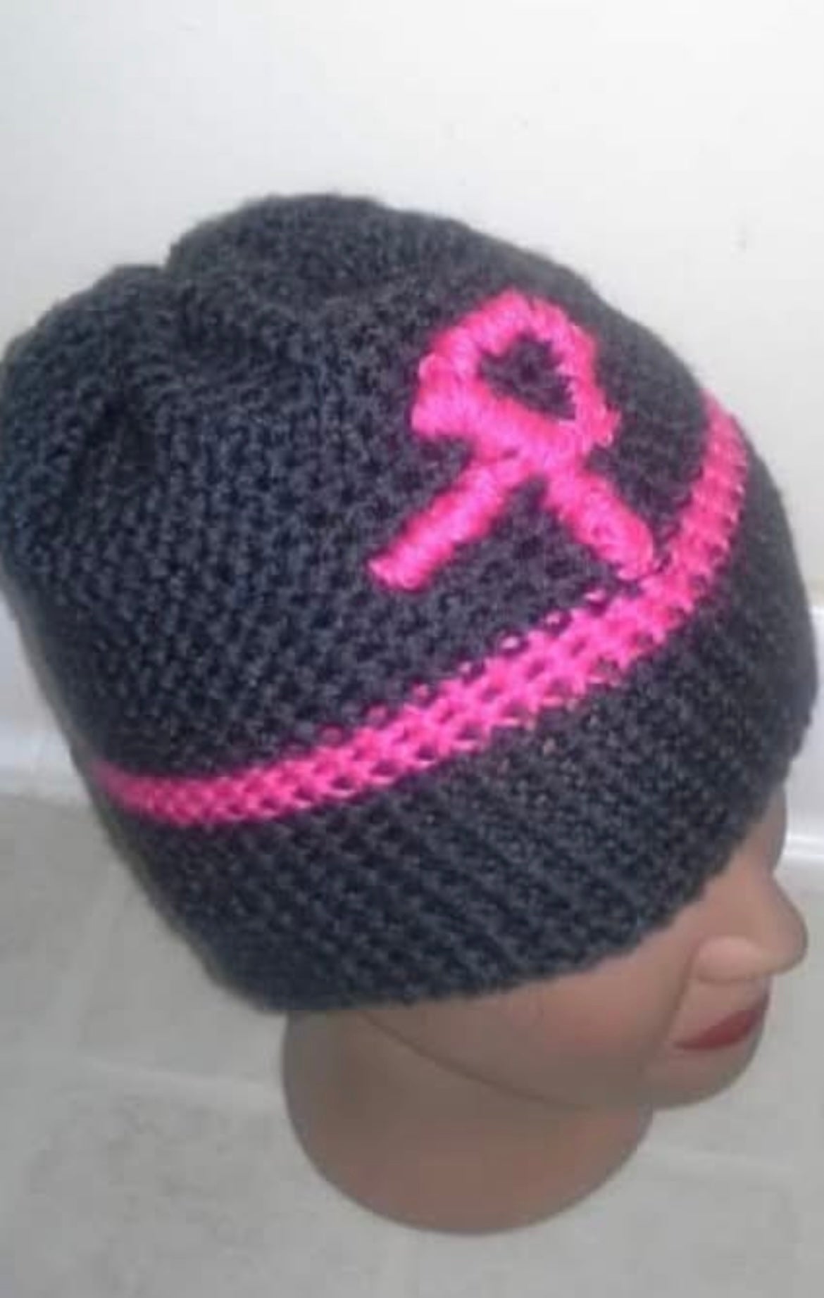 Breast Cancer Awareness 2 Piece Crochet Hat and Scarf Set