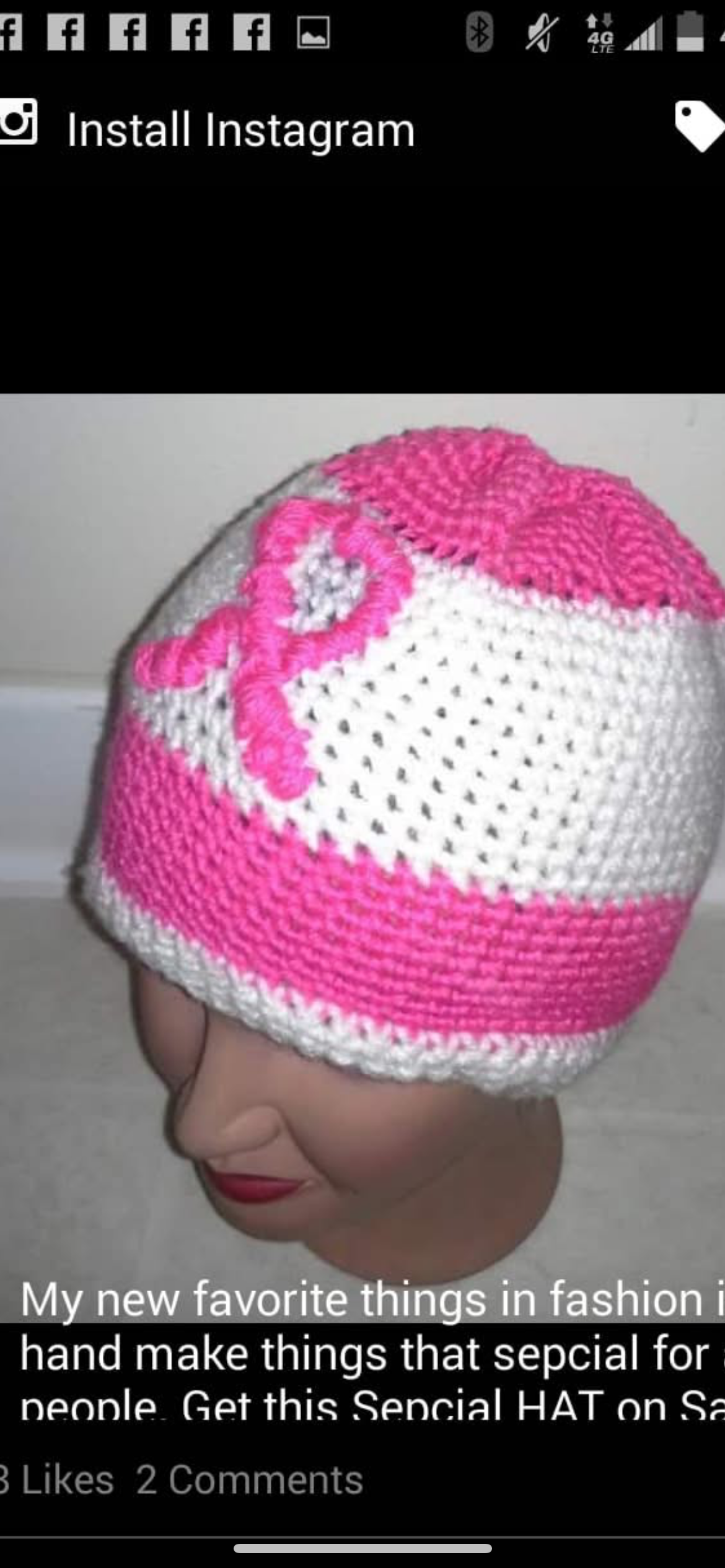 Breast Cancer Awareness 2 Piece Crochet Hat and Scarf Set