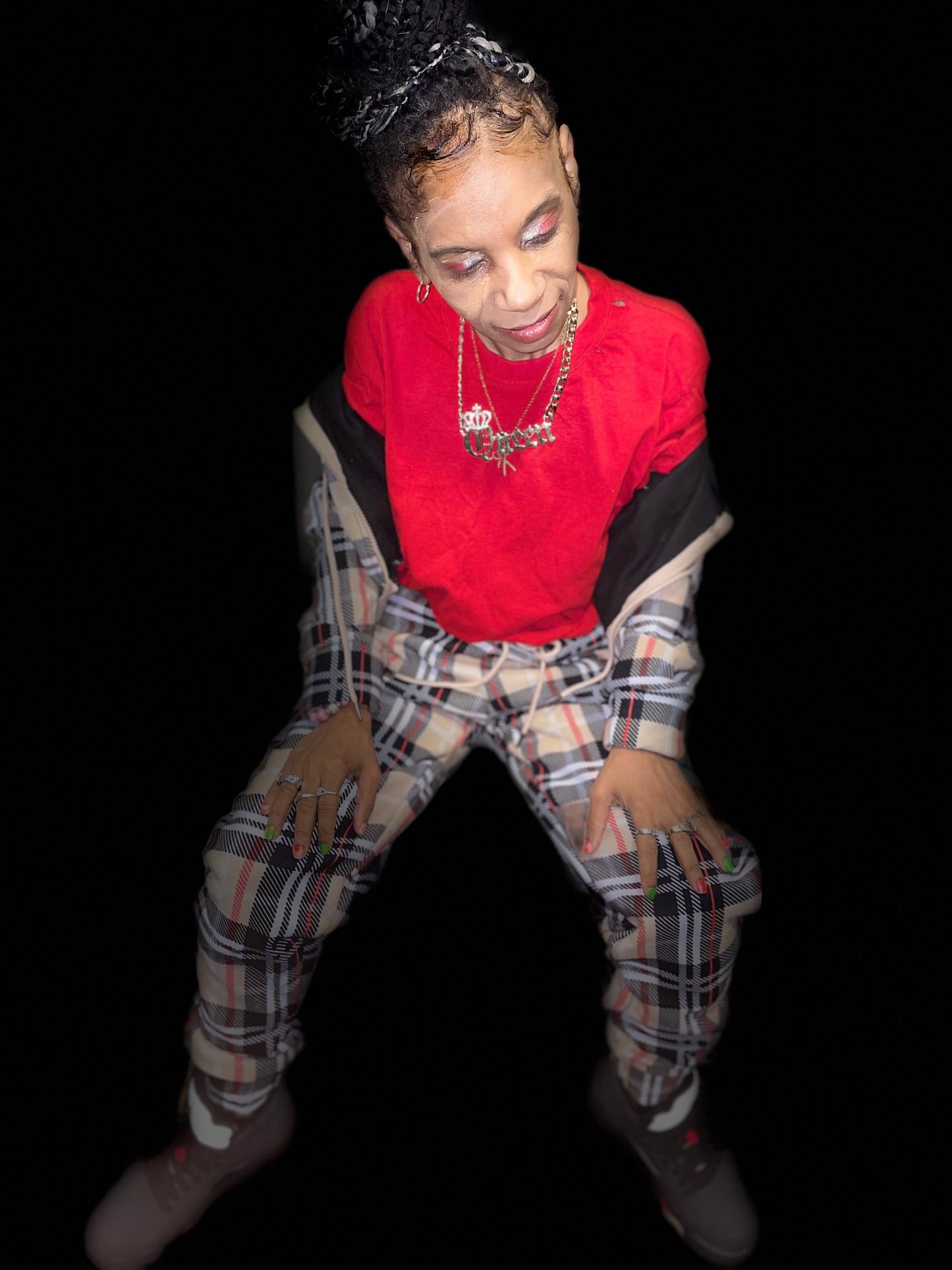 Tan Plaid 2 Piece Sweatsuit