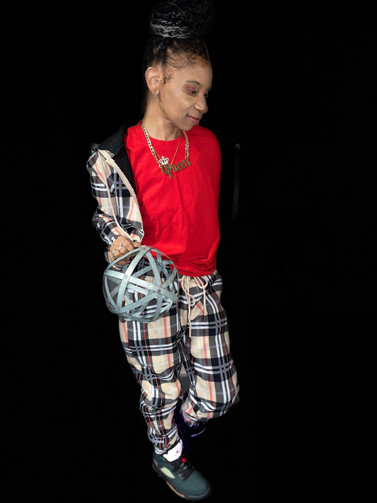 Tan Plaid 2 Piece Sweatsuit
